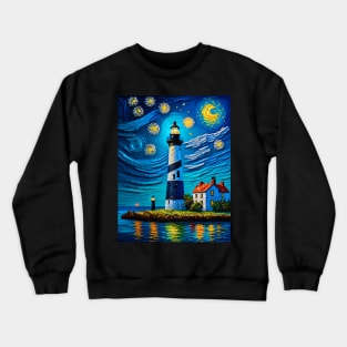 Key West Lighthouse in starry night Crewneck Sweatshirt